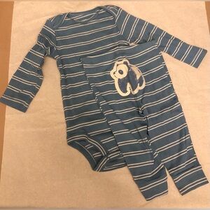 Carter Striped Blue/Green Kids Long sleeve Onesie w pants SZ 9 mos